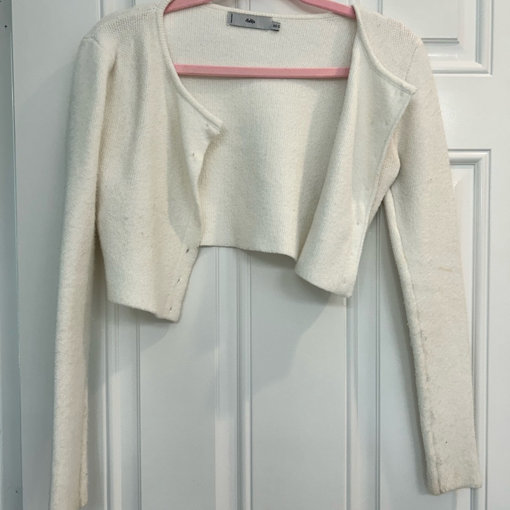 Adika Cream Cropped Open-Front Women's Cardigan